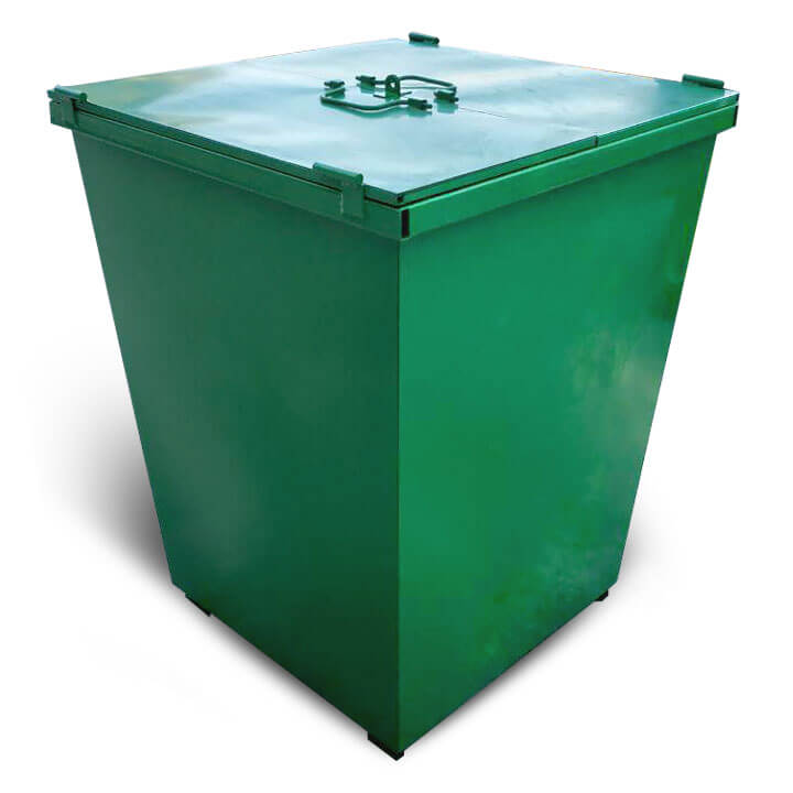 Контейнер КСТ металевий з кришкою для ТПВ 750 л зелений